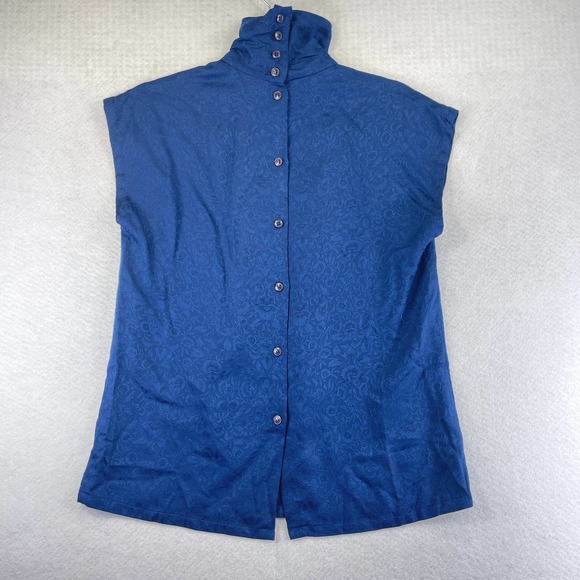 VINTAGE MATTHEW LOMBARDI MAGGY LONDON Womens Medium Floral Button Sleeveless Top - Picture 10 of 12